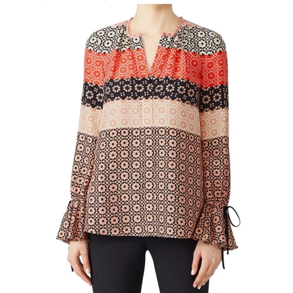 10 Crosby Derek Lam Boxy Pink and Black Long Sleeve Blouse